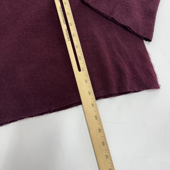 J Crew Sweater Womens Large Burgundy Wool Blend V Neck Bell Sleeve Pullover Knit - Picture 6 of 7
